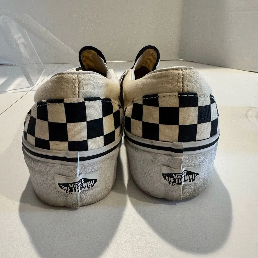 Vans Classic Slip-On Stackform Checkerboard Platform Shoes Women's10.5